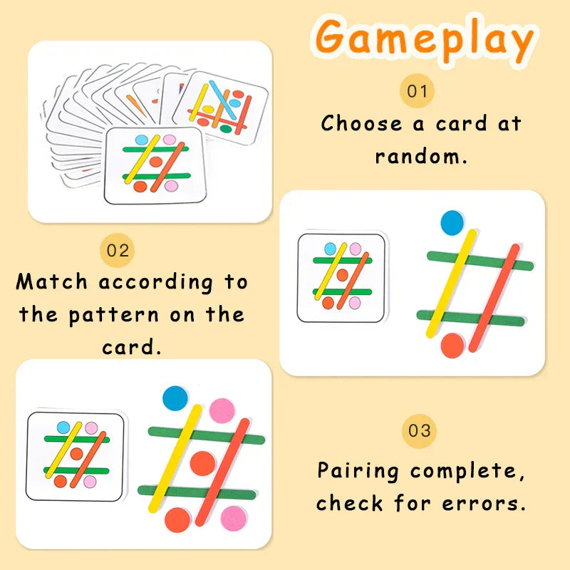 Quebra-Cabeça Arco-Íris Montessori de Palitos – Brinquedo Educativo de Madeira