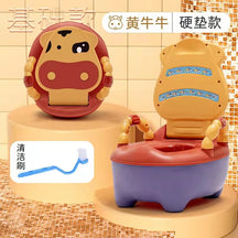 Troninho Infantil Portátil com Tampa – Assento Sanitário de Treinamento com Design Cartoon de Vaquinha